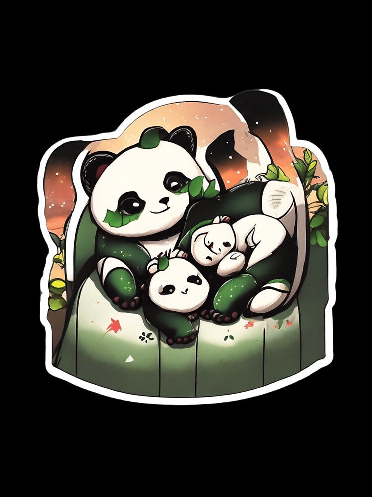 cute panda family enjoying sticker by Tape2Sticker