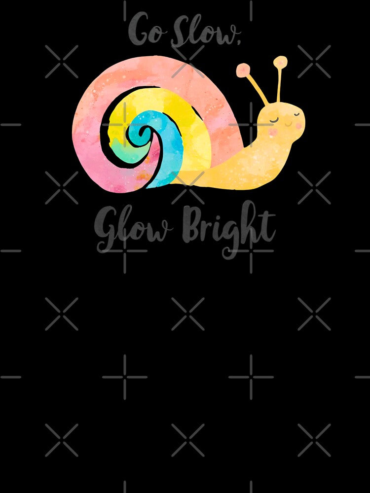 Go Slow Glow Bright, Cute Snail with Pastel Shell Illustration by Moodune