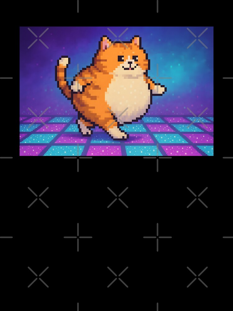 Dancing Chubby Cat on Retro Dance Floor by SassyArtistry
