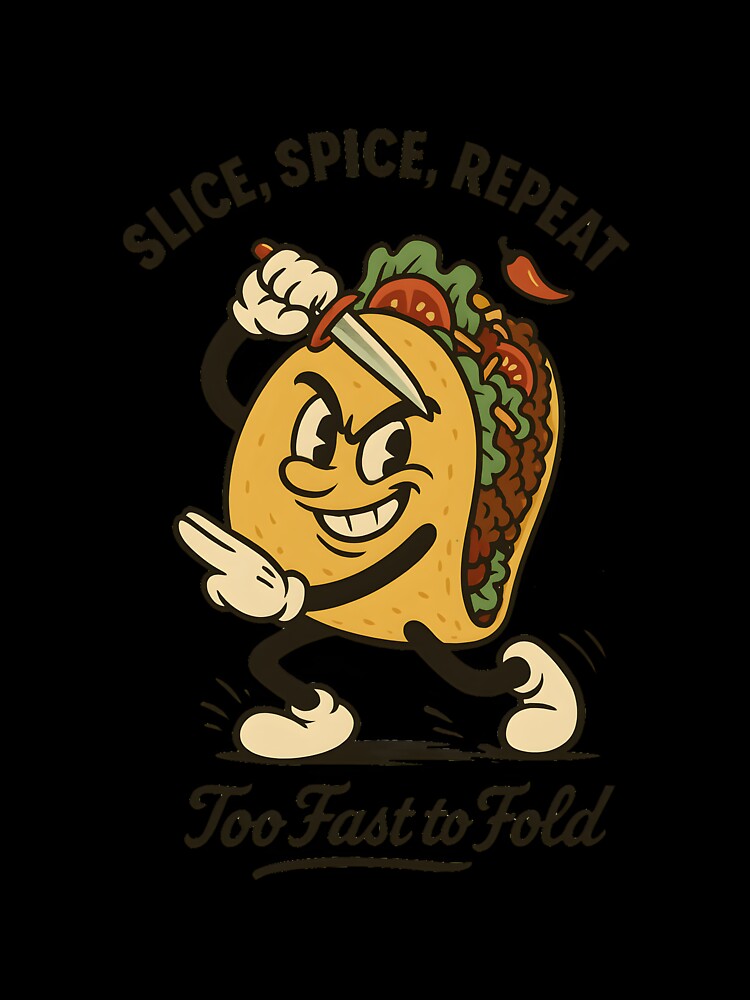 Too Fast to Fold Taco – Retro Ninja Spice Cartoon by HoopeStylee