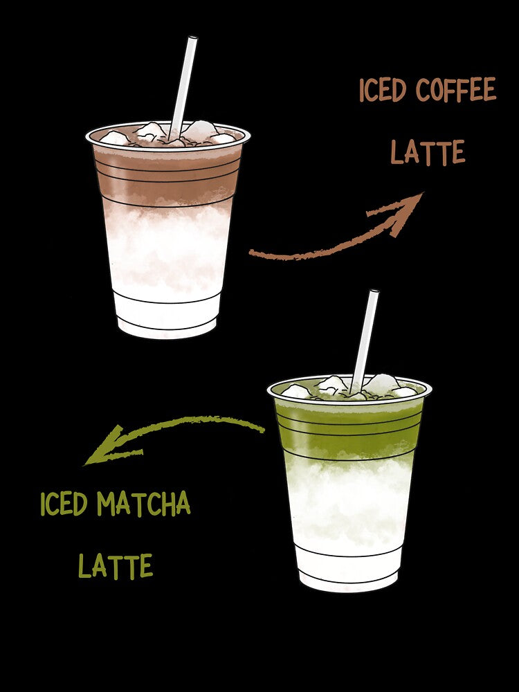 Iced Coffee Latte & Matcha Latte Aesthetic – Minimal Drink Illustration by J0b4t