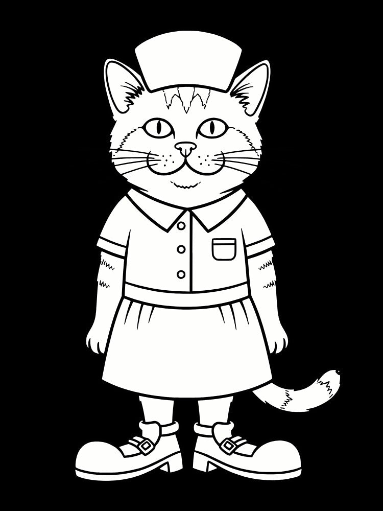 Old School Vet Nurse Cat on Duty by Kubala