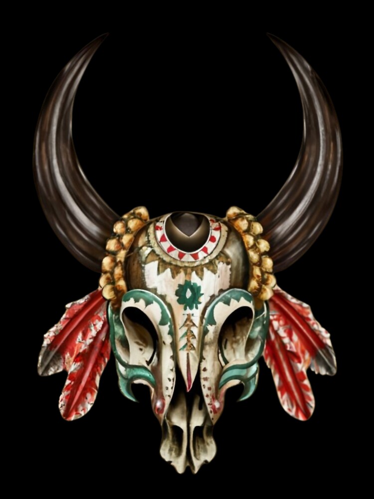 Vintage Aztec Indian West Pattern Bull Skull by RelaxMusic