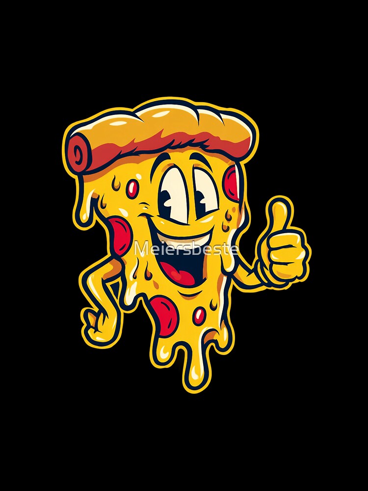 Retro Pizza Slice – Funny Cartoon Fast Food Design by Meiersbeste
