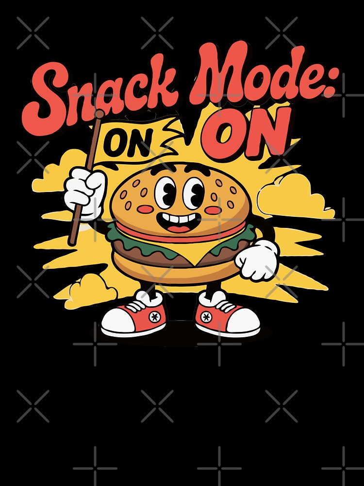 Snack Mode: ON – Retro Cheeseburger Mascot T-Shirt by shaswag