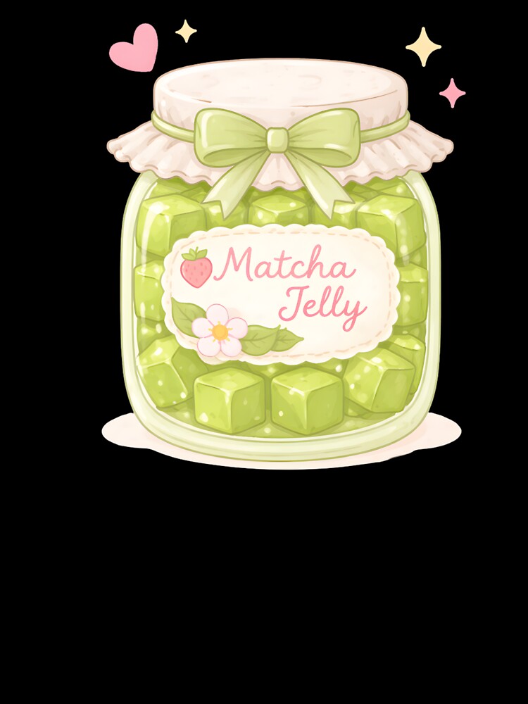 Cute Matcha Jelly Cubes In Aesthetic Jar by krystalRomanart