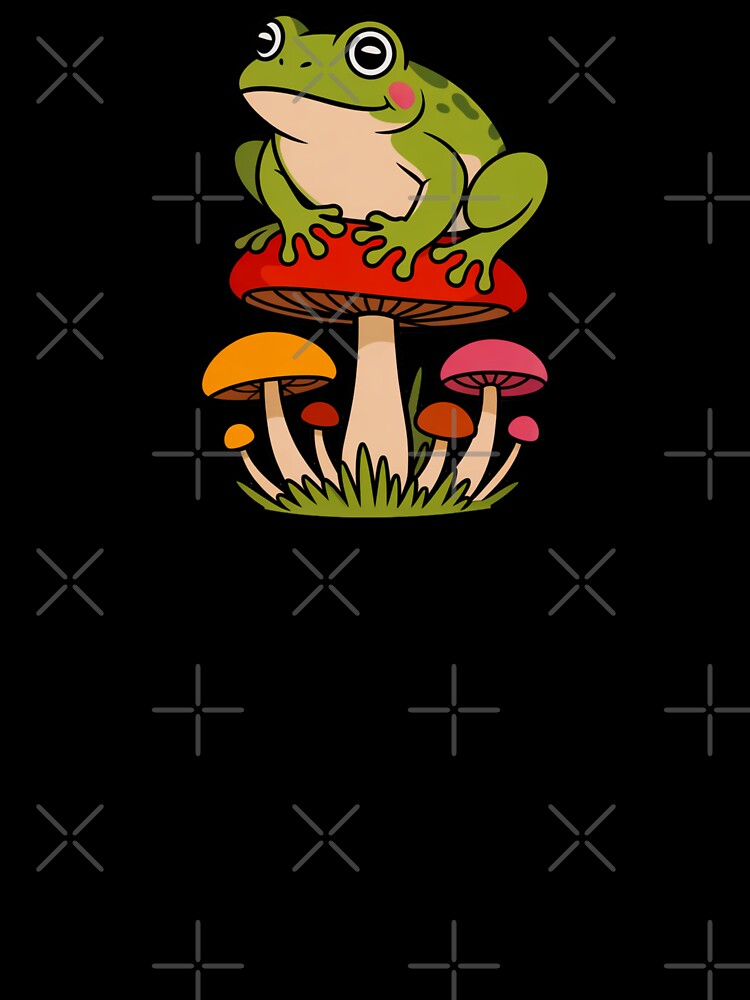 Blushing Frog on a Mushroom – Cute Colorful Forest Art by AldenTees