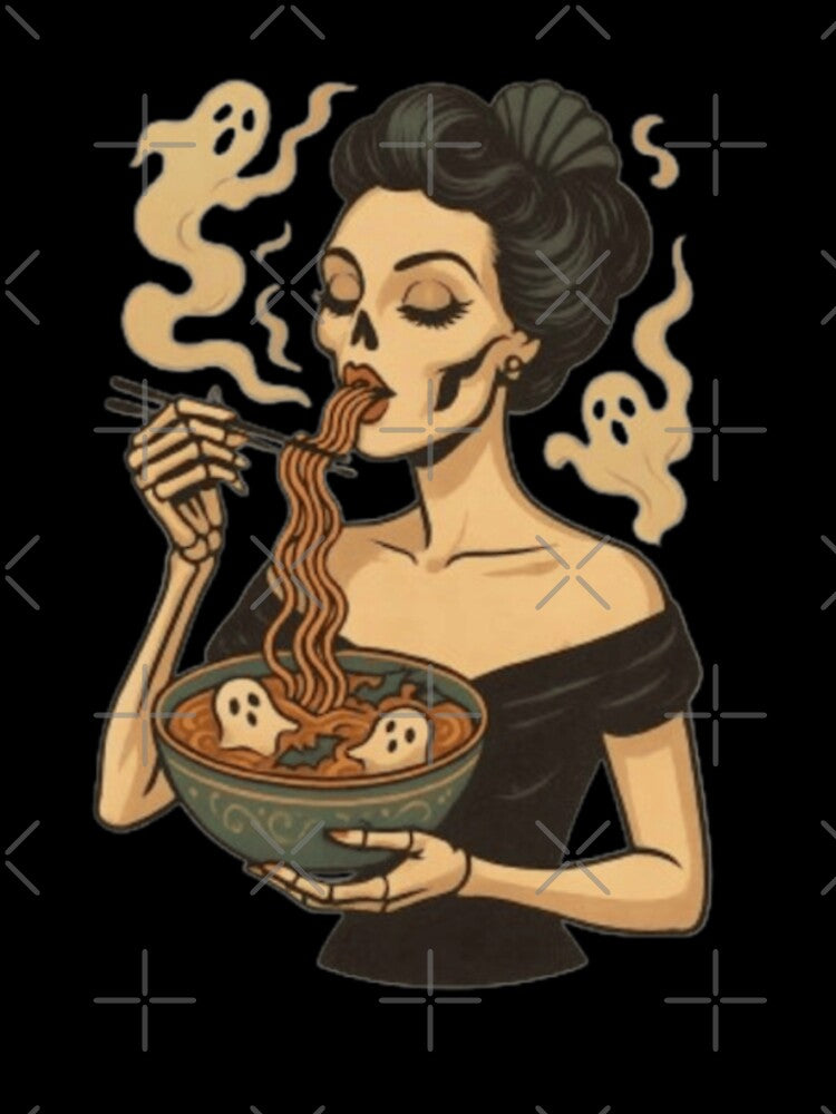 Skeleton Ramen Shirt – Ghost Noodle Bowl Funny Spooky Food T-Shirt by Iceberg Comic Book Lounge