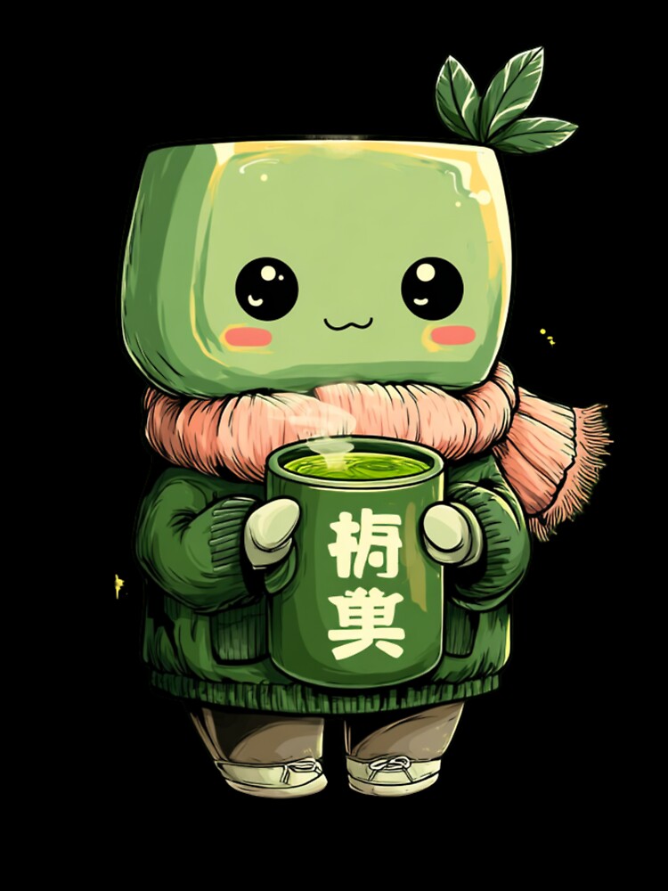 Cute Matcha Green Tea Character – Kawaii Tea Lover Illustration by Inkora-Art