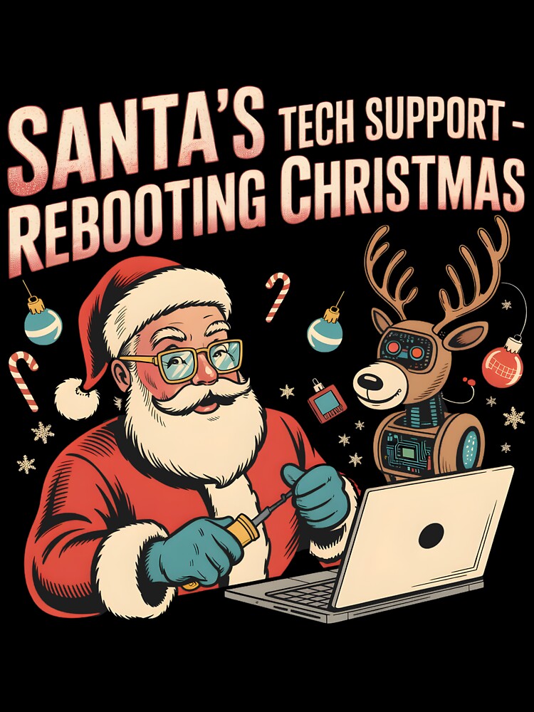 Santa's Tech Support | Funny Christmas IT Helpdesk Humor Holiday Geek Graphic for Techies & Programmersse Life Healthcare Hero Registered Nurse RN LPN Medical Professional Appreciation Gift by demiano-shirt