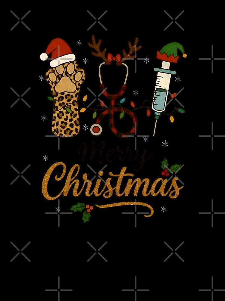 Veterinarian Christmas Design – Cute Vet Holiday Art with Paw, Stethoscope & Syringe by Imaginationbeyond