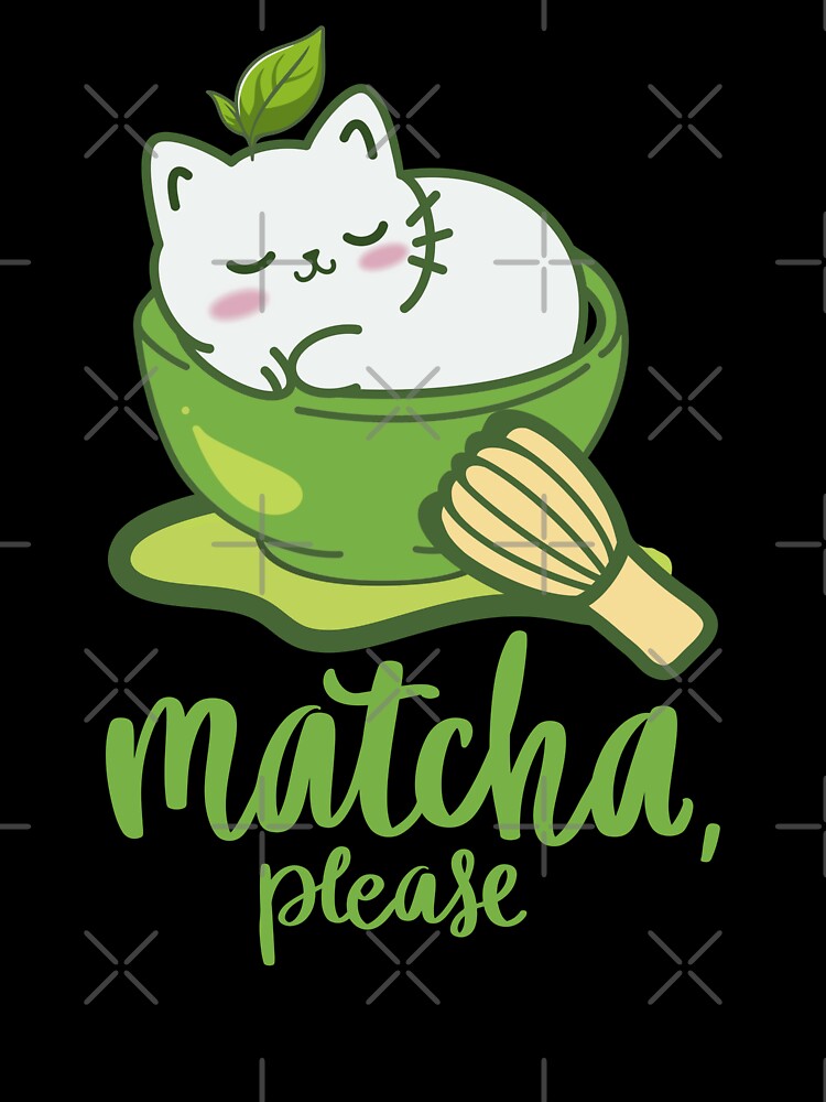 Matcha Please Cute Cat Illustration by TheBeeKindSpace