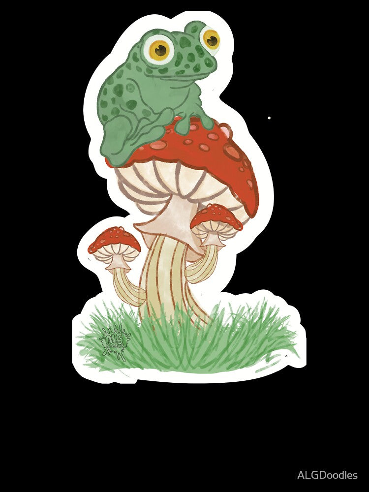 Frog on a Mushroom by ALGDoodles