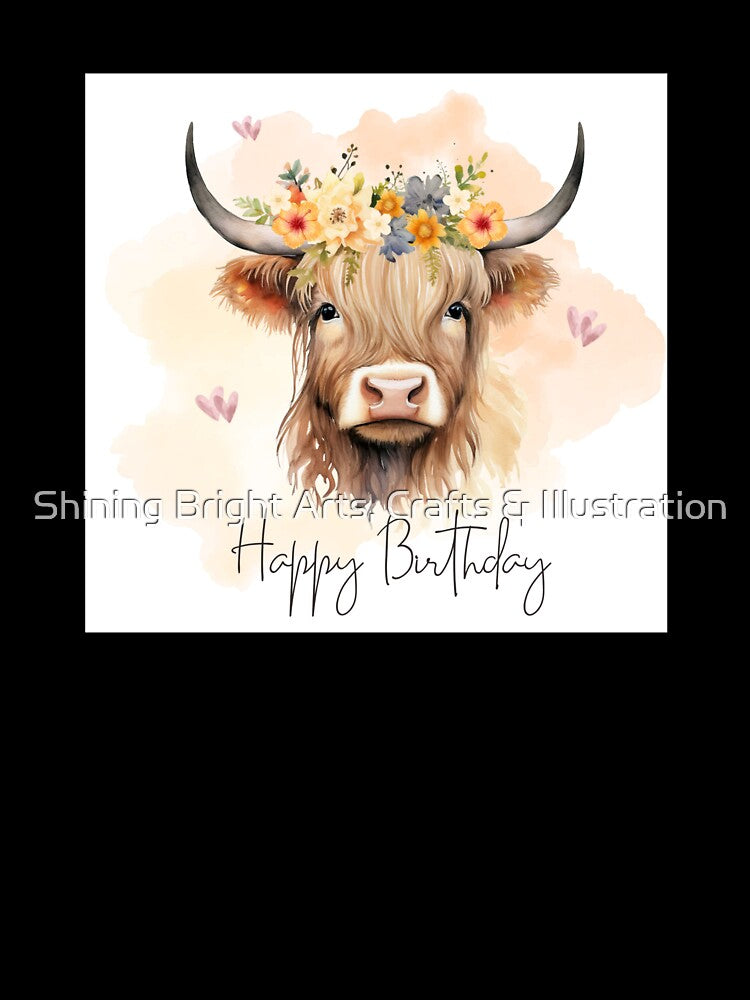 Highland Cow - Happy Birthday by Shining Bright Arts, Crafts & Illustration