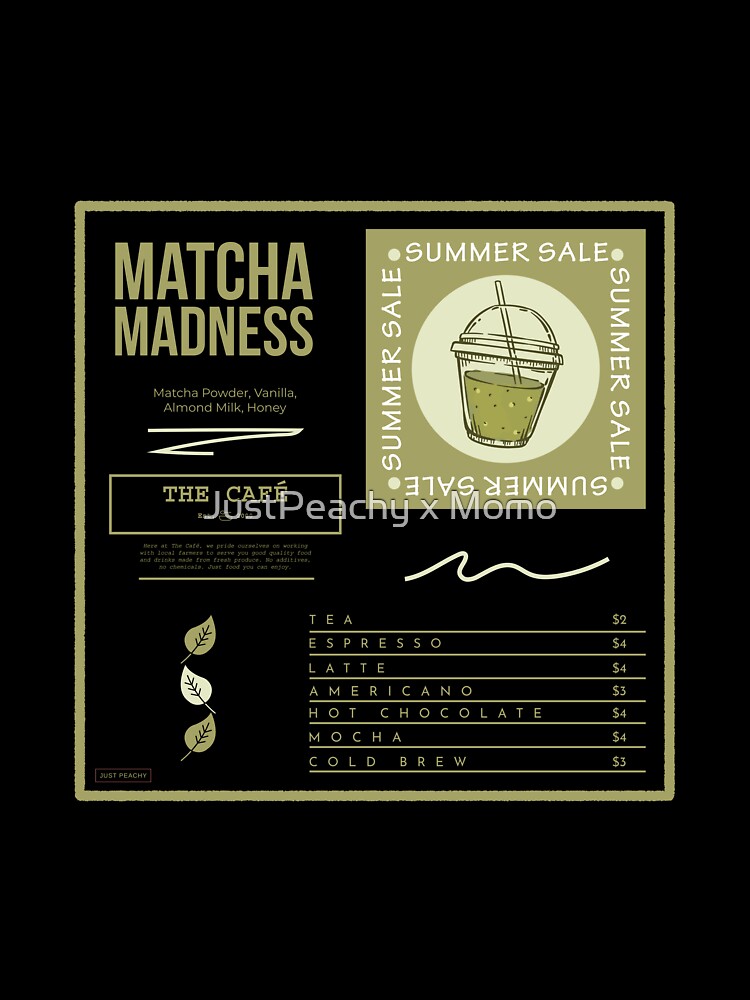 Matcha Madness Green Drink Aesthetic Menu by JustPeachy x Momo