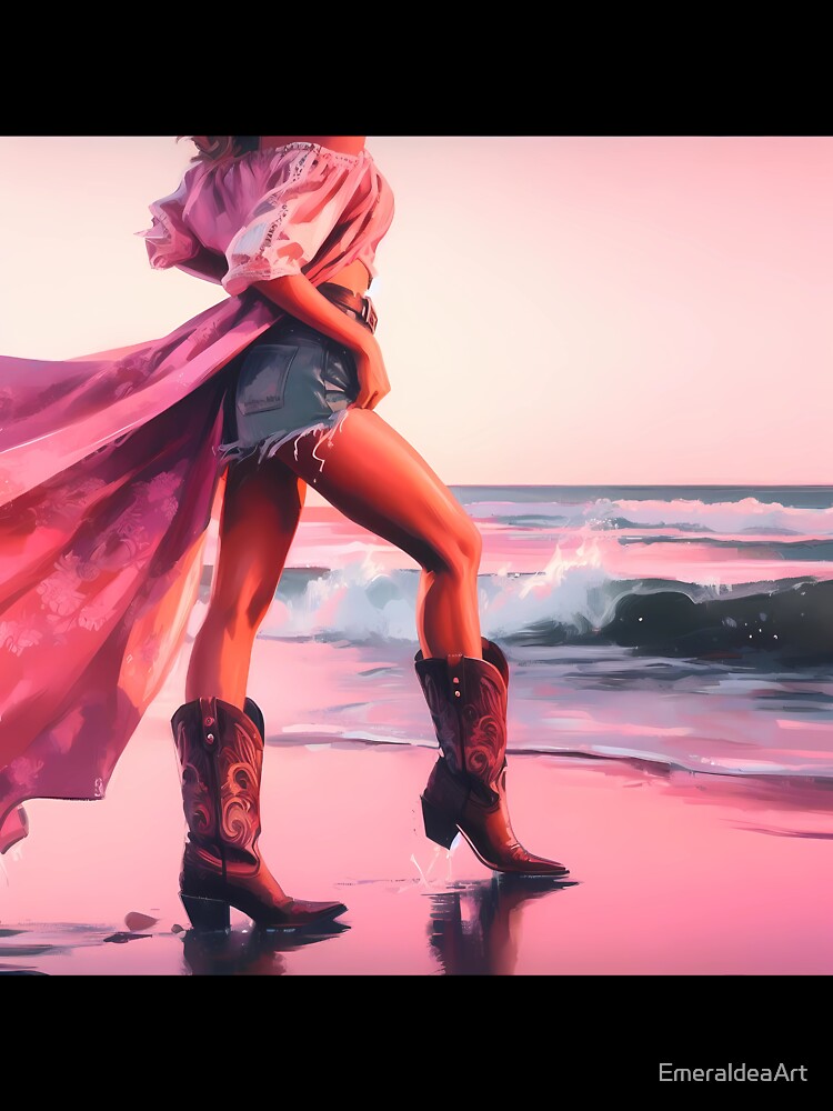 Coastal Cowgirl Impressions: Boots and Beachy Bliss by EmeraldeaArt