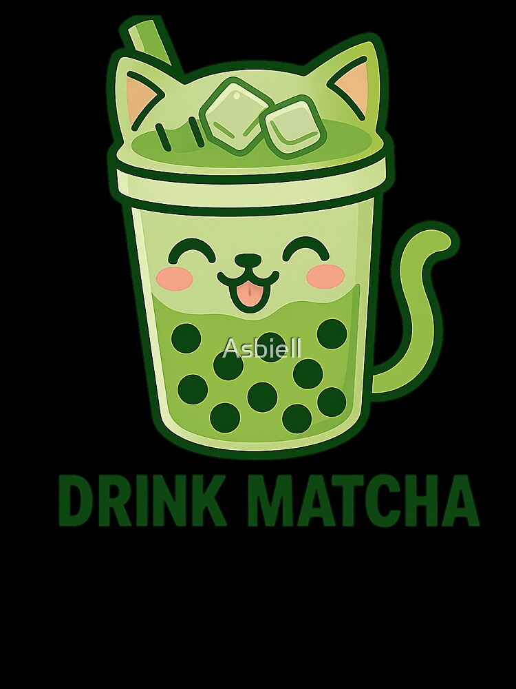Matcha Bubble Tea Cat – Kawaii Neko Boba Drink by Asbiell