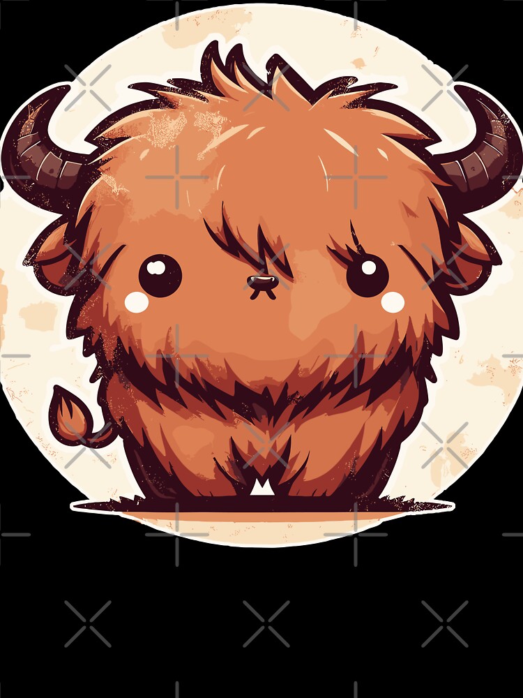Kawaii Scottish Hairy Highland Cow by TomFrontierArt