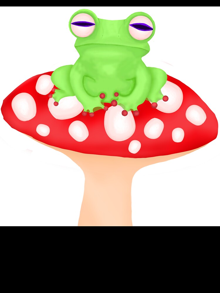 frog on mushroom by iva
