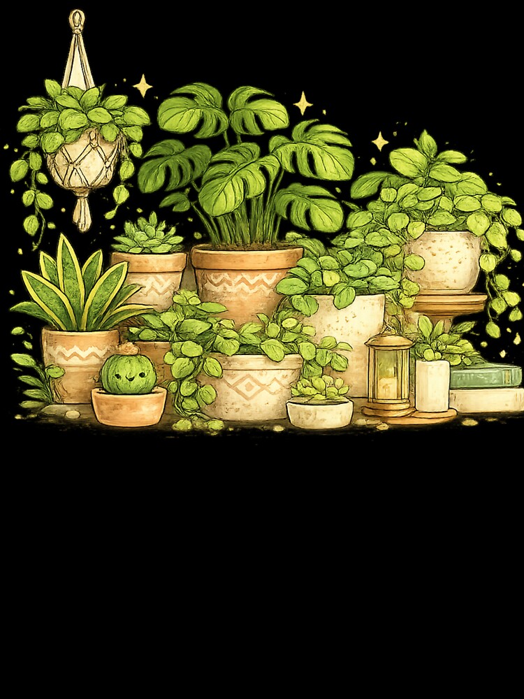 Cozy Botanical Jungle | Magical Houseplant Garden Illustration | Green Plant Aesthetic Decor by Wild Horizon Studio