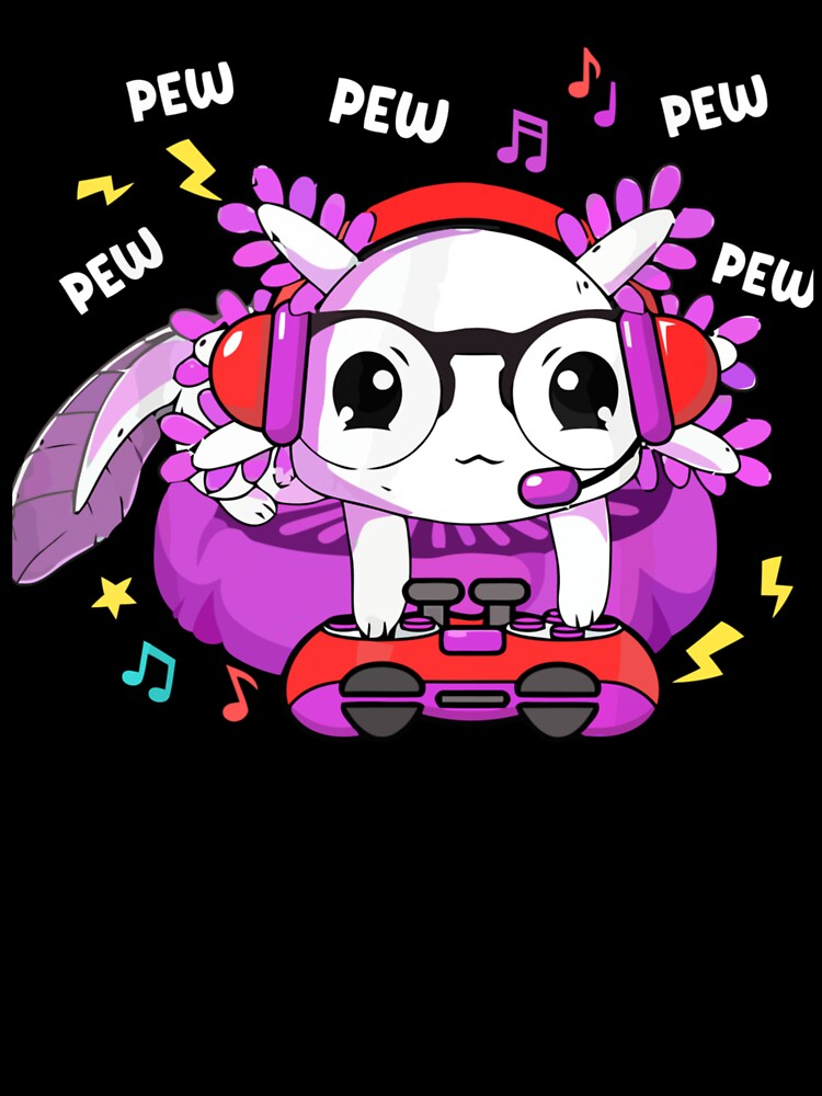 axolotl gaming kids boys girls anime video game pew gamer by Jaslyndizon