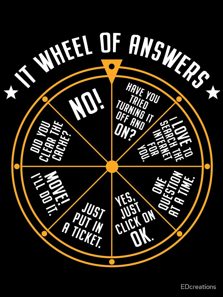 IT Support Wheel of Answers Fortune Tech Specialist Technician IT by EDcreations