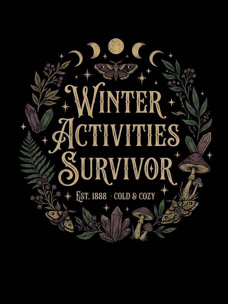 Winter Activities Survivor Whimsigoth Moon Phase Moth Crystal Mushroom by anass002
