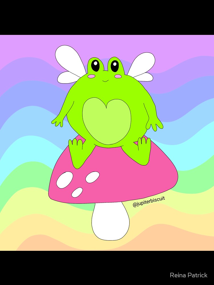 Magic fairy frog on a mushroom by Reina Patrick