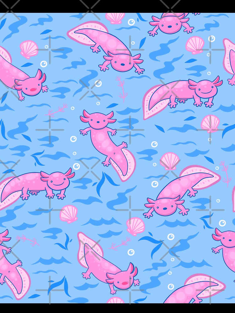 cute pink Axolotl underwater seashells by Gossip Rag
