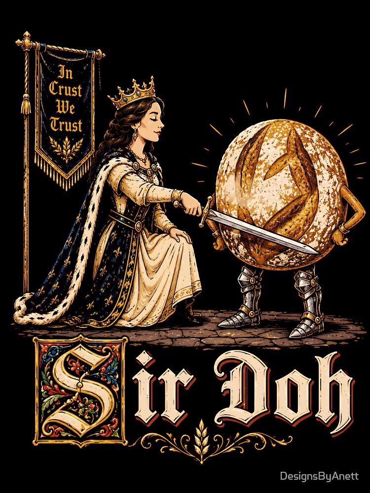 Sir Doh Funny Sourdough Bread Baking Medieval Knight Humor by DesignsByAnett