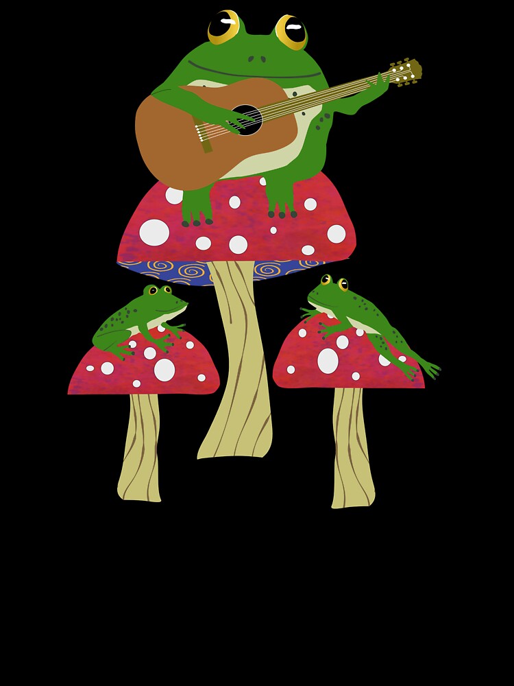 Frog Playing a Guitar on a Mushroom by Cedarrue