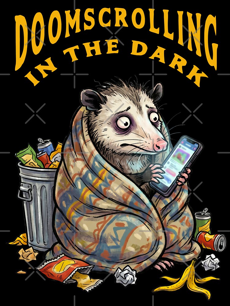 Doomscrolling In The Dark Funny Possum Meme by TeeARTHY