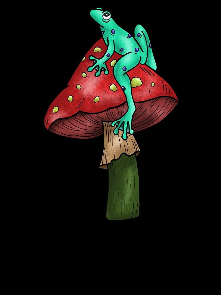 Frog on a Mushroom by madam-moonbeam