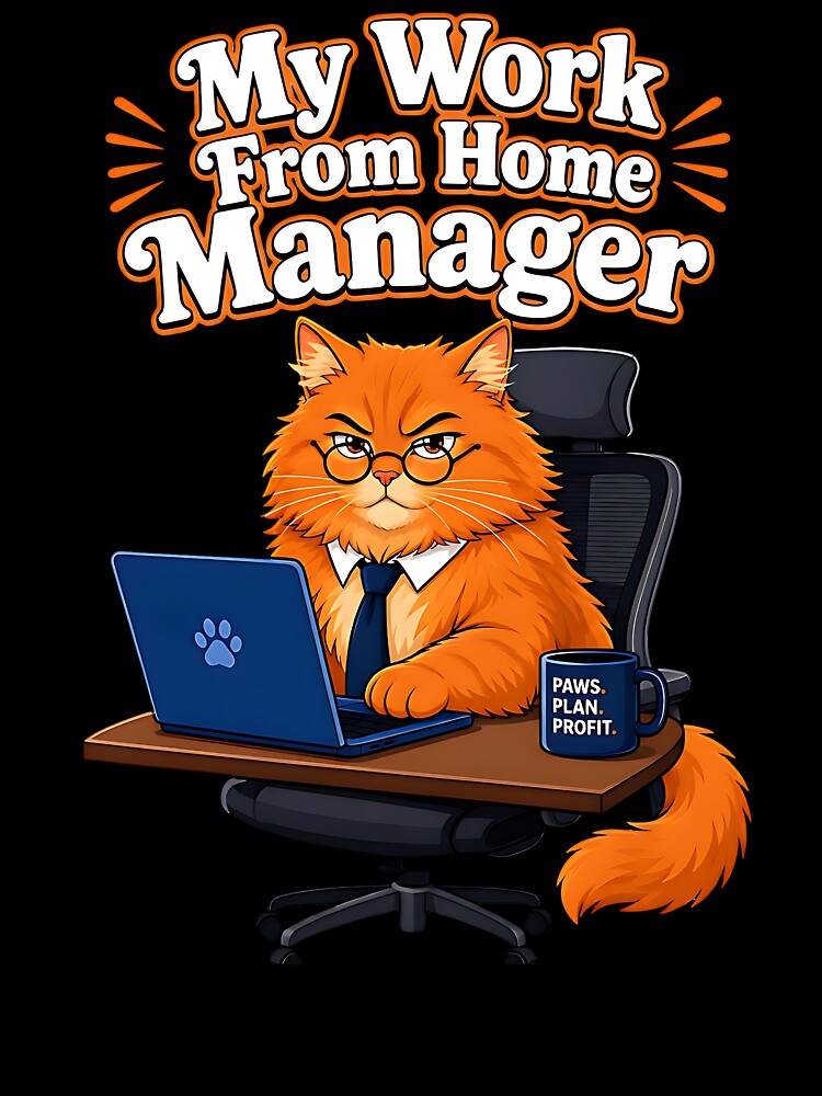Work From Home Cat Manager Funny Design by SpeakingPrint2