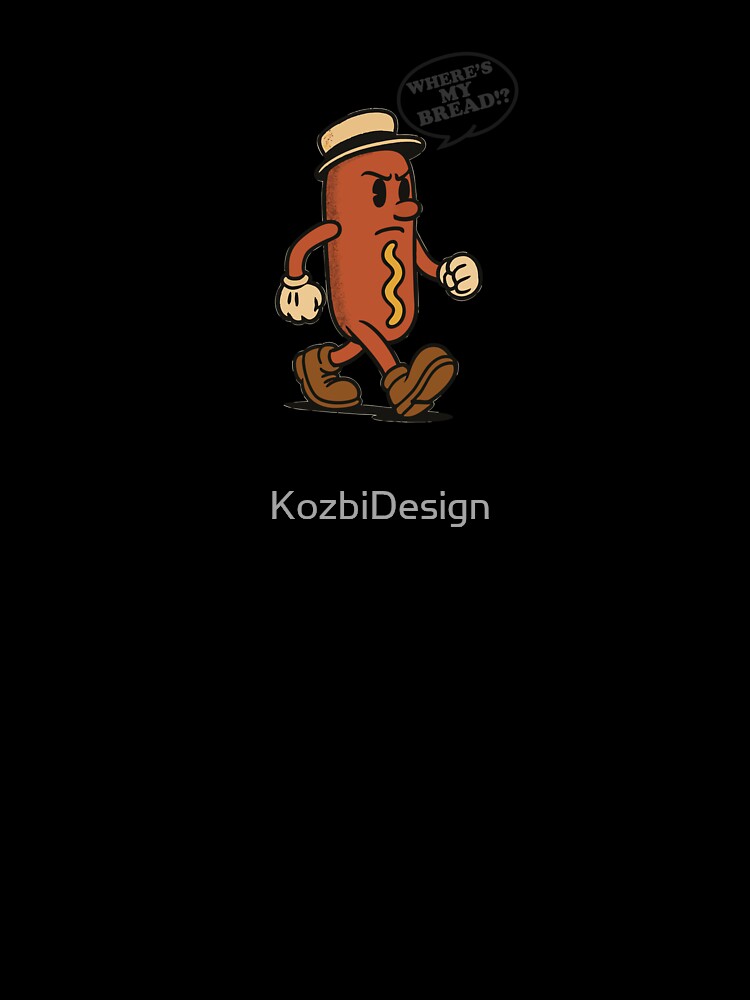 Retro-Style Serious Hot Dog Mascot – The Walking Icon of Flavor by KozbiDesign