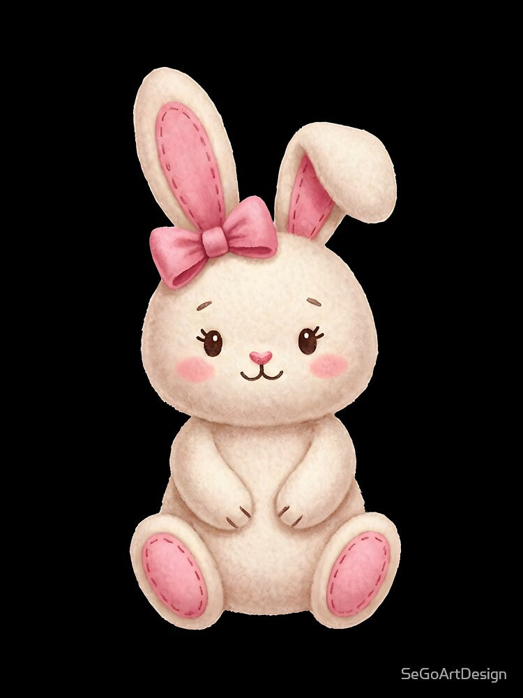 Coquette Aesthetic White Bunny with Ribbon, Soft Girl Style by SeGoArtDesign