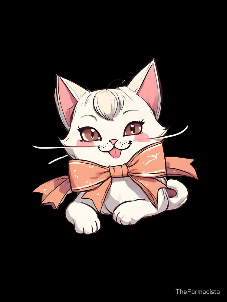 cat with vintage coquette ribbon bow by TheFarmacista