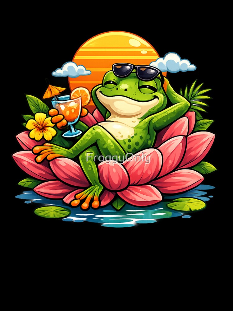 Relaxing frog on a pink lotus by FroggyOnly