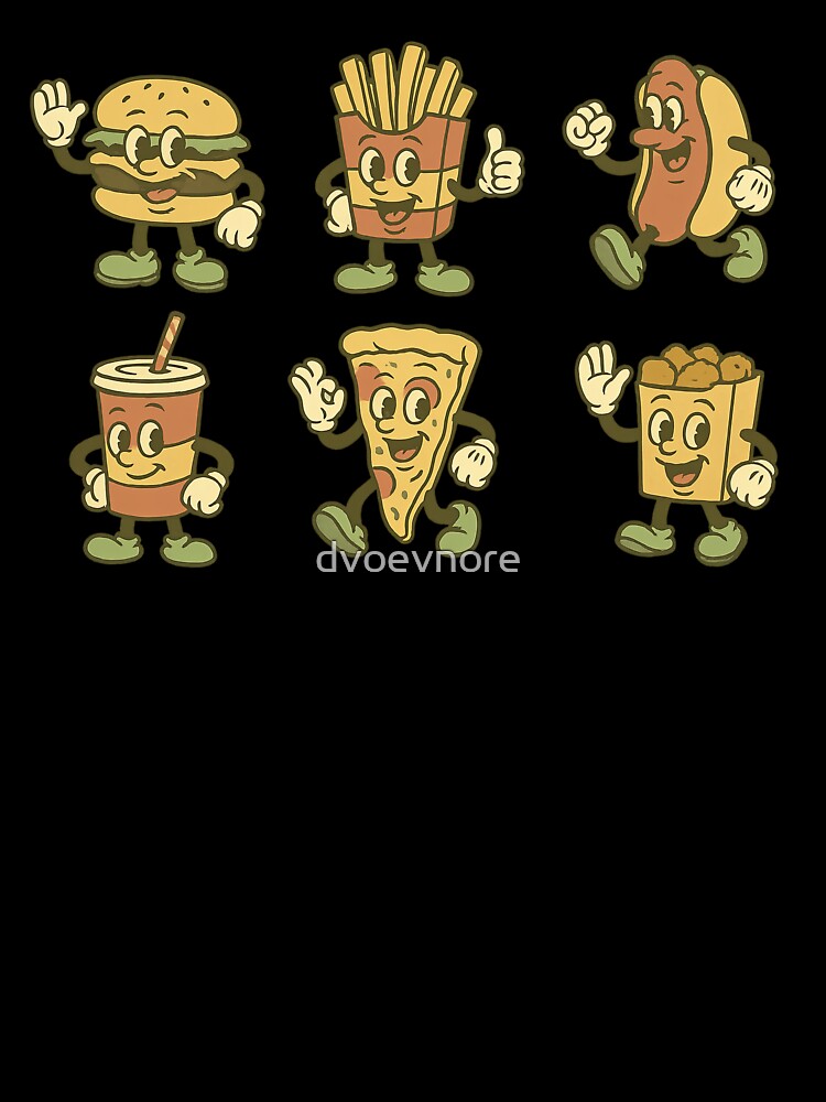 Isolated vintage fast food mascots with character expressions, AI Generated by dvoevnore