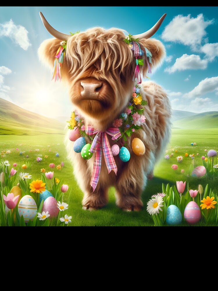 Cute Easter Highland Cow by DT creations