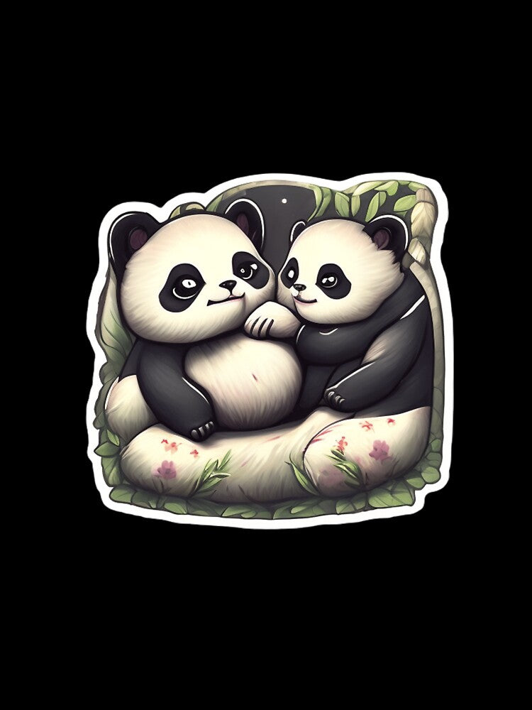 cute pandas loving each other sticker by Tape2Sticker