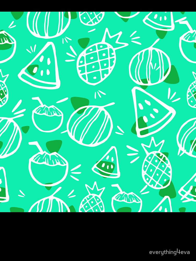Turquoise Tropical Fruit Sketches Pattern by everything4eva