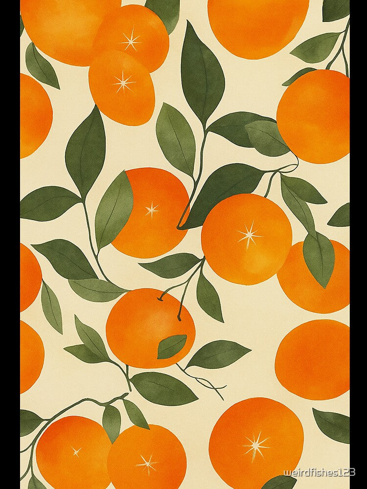 Retro Orange Citrus Fruit Pattern Print by weirdfishes123
