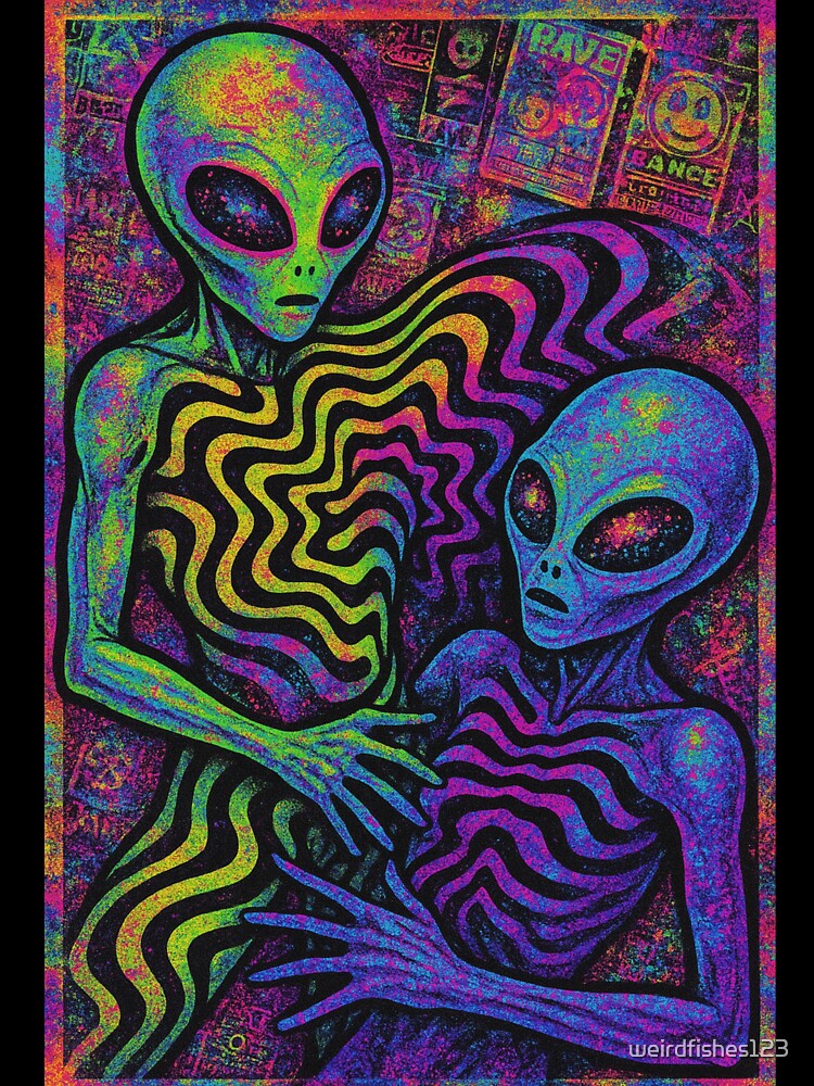 Neon Psychedelic Alien Duo by weirdfishes123