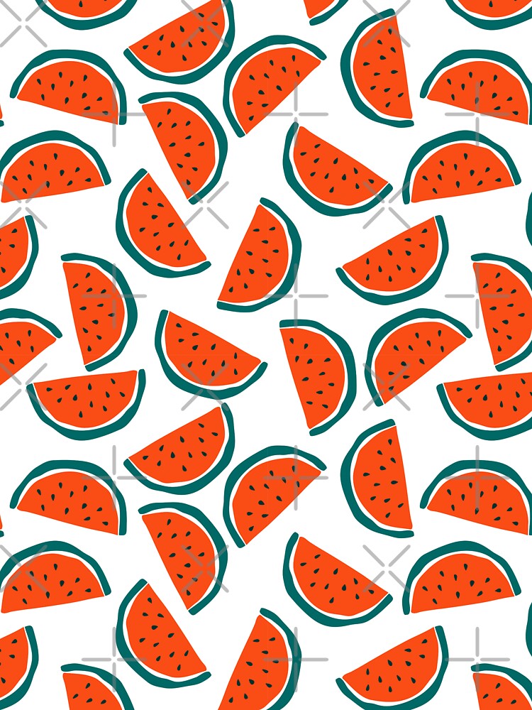 Watermelon Slice Pattern Fun Summer Fruit Toss Print by Zaya_art