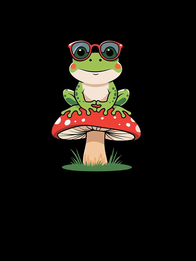 Cool Frog on a Mushroom – Playful Illustration by BestZoneStore