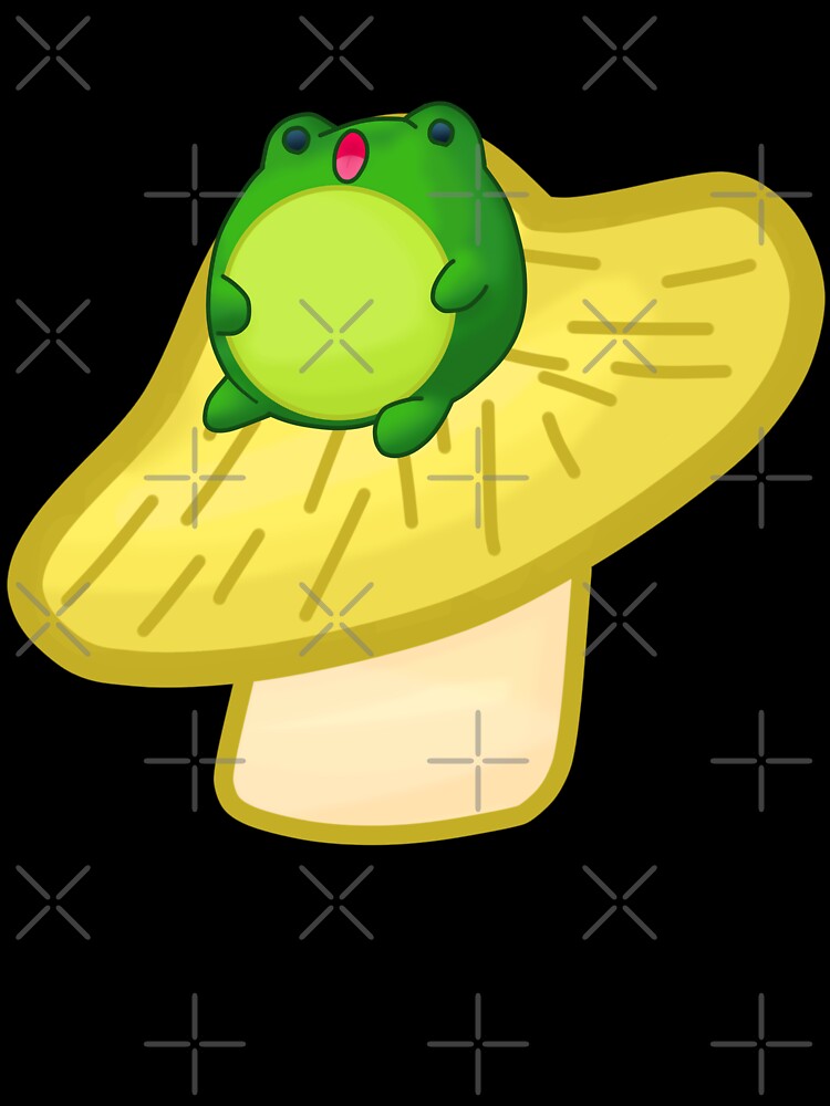 Frog On Yellow Mushroom by Cutsiecottage