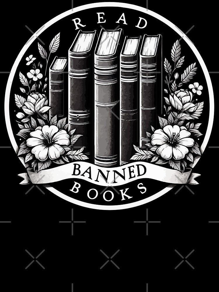 Read Banned Books Floral Monochromatic by TomFrontierArt