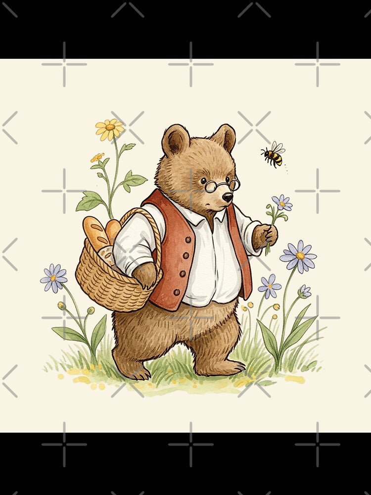 Distinguished Bear with Fresh Bread Basket by Pasteltone