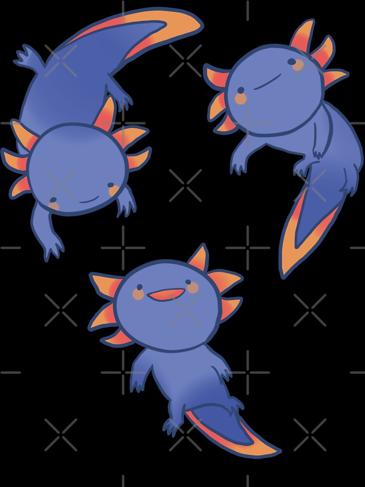 Cute blue axolotls by Mayarart